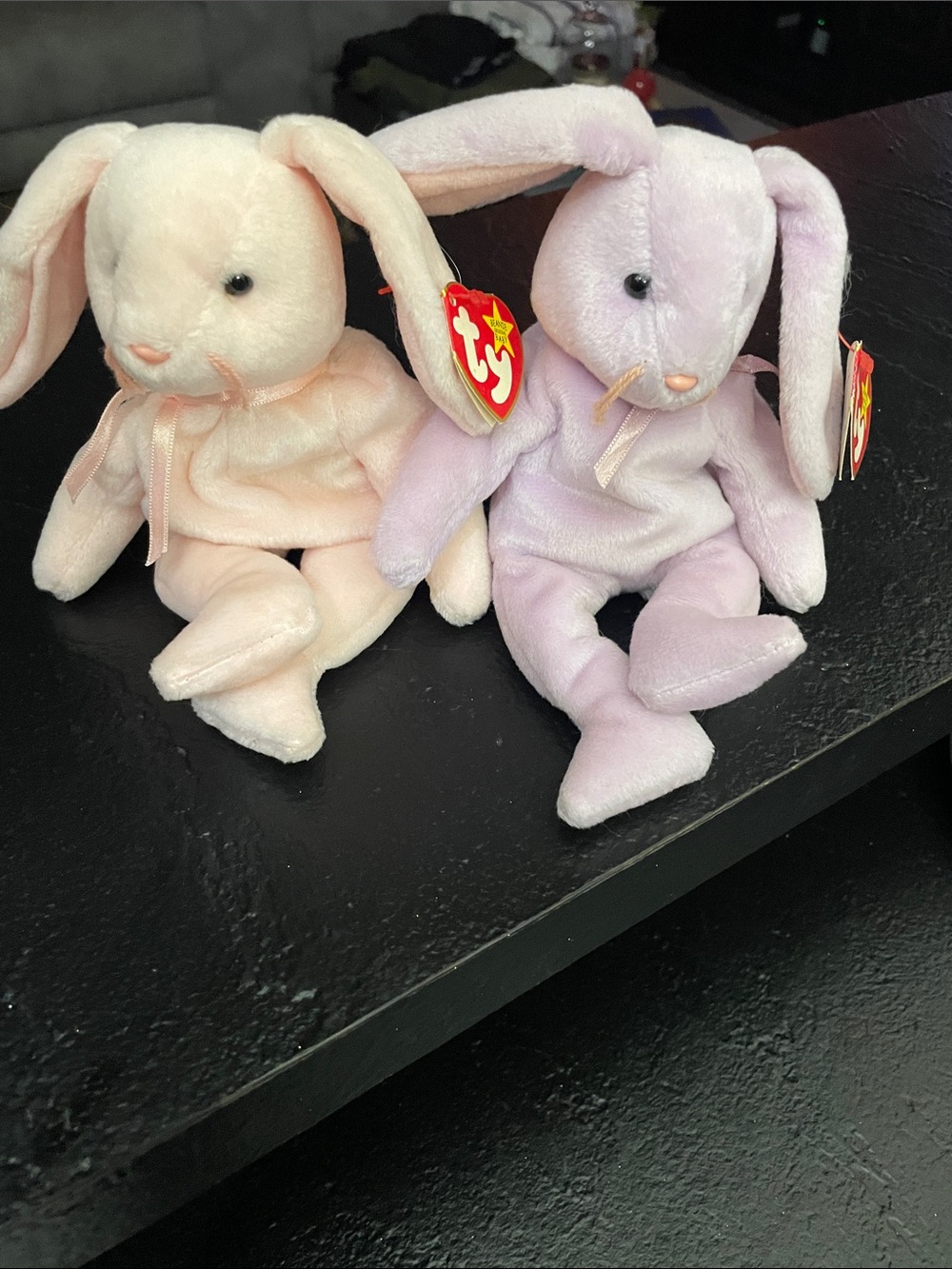 1996 Ty Plush Bunny Pastel Pink & Lavender Hoppity & Floppity Rare